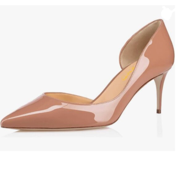 XYD Nude D'Orsay Mid Heel Comfort Slip-on Pointed Toe Sexy Pumps Casual Shoes - Picture 1 of 8